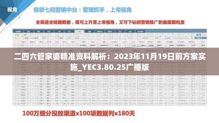 二四六管家婆精準(zhǔn)資料解析：2023年11月19日前方案實施_YEC3.80.25廣播版