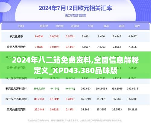 2024年八二站免費(fèi)資料,全面信息解釋定義_XPD43.380品味版