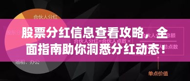 股票分紅信息查看攻略，全面指南助你洞悉分紅動(dòng)態(tài)！