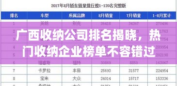 廣西收納公司排名揭曉，熱門收納企業(yè)榜單不容錯過！