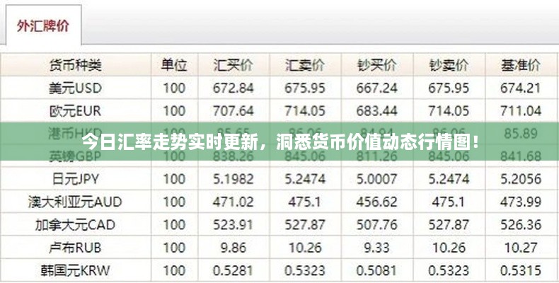 今日匯率走勢實時更新，洞悉貨幣價值動態(tài)行情圖！