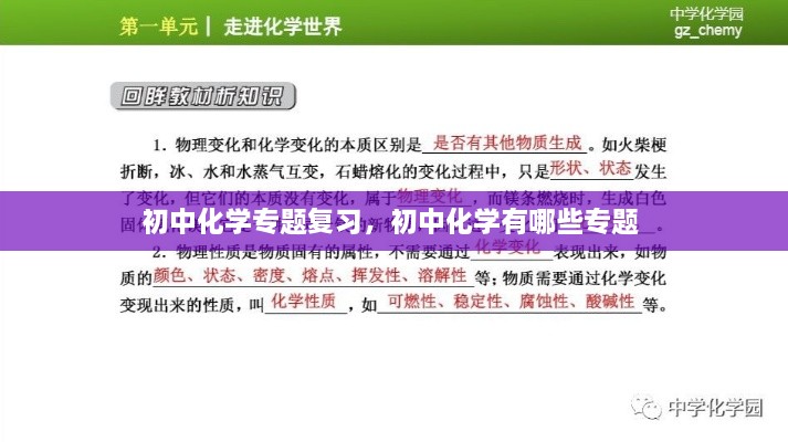 初中化學專題復習，初中化學有哪些專題 